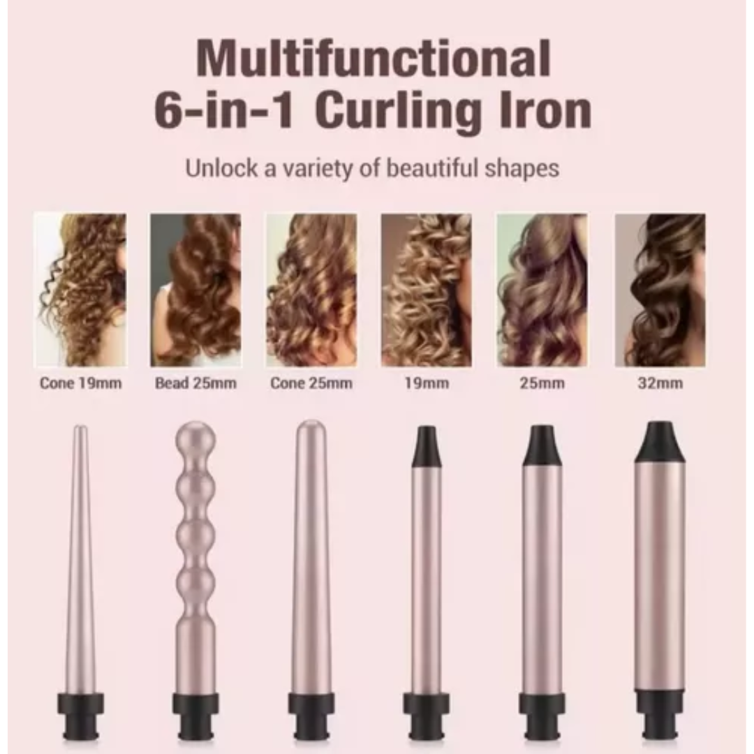 Pinza Rizador 6 En 1 Para Cabello